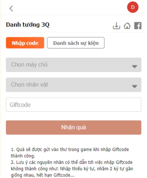 Hướng dẫn cách nhận code danh tướng 3Q miễn phí Hướng dẫn cách nhận code danh tướng 3Q miễn phí
